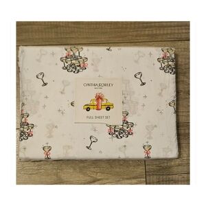 Cynthia Rowley Microfiber Champagne & Pink Bows Full Size Sheet Set